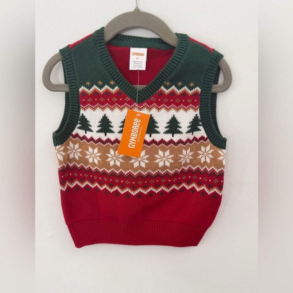 Gymboree Red and Green Kids Sweater Vest size 2T
